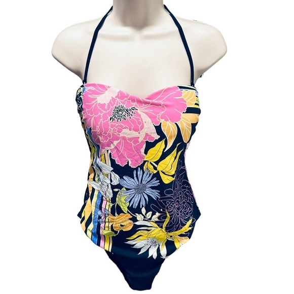 Trina Turk Women’s Bandeau One Piece Bali Harbor Floral Swimsuit - Picture 2 of 12